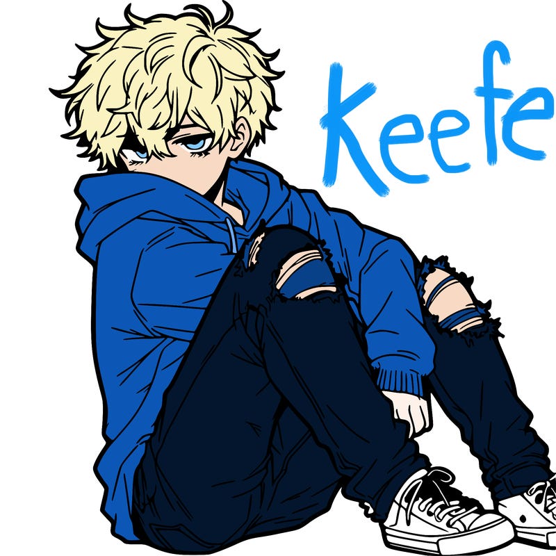 a male hoddie ripped jeans messy hair anime