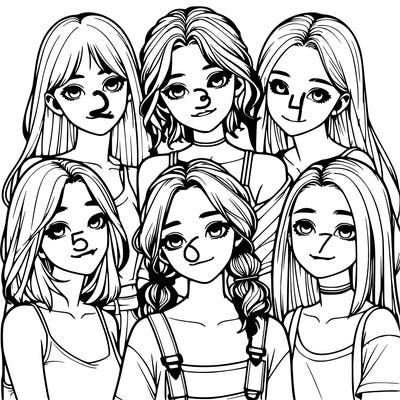 a group of girls realistic