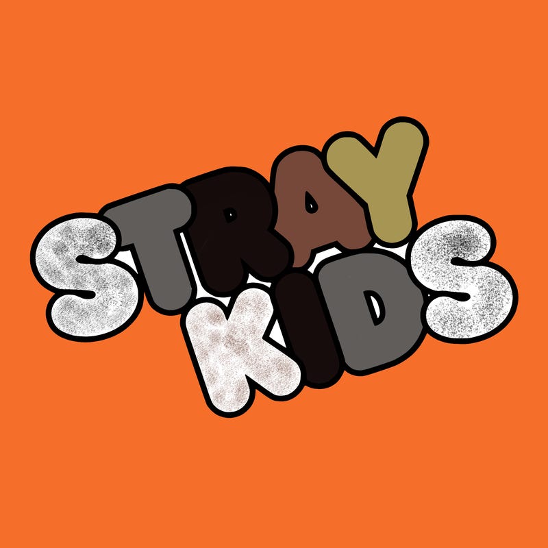 bubble letters saying stray kids