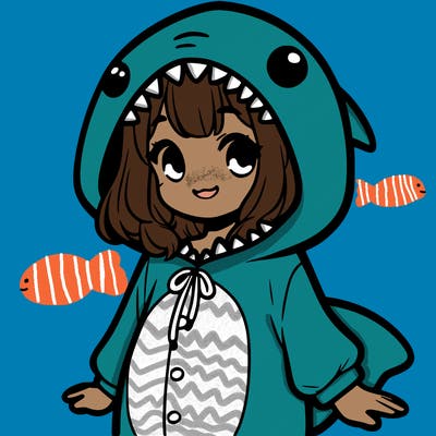 girl with a shark outfit