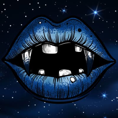 lips with vampire teeth