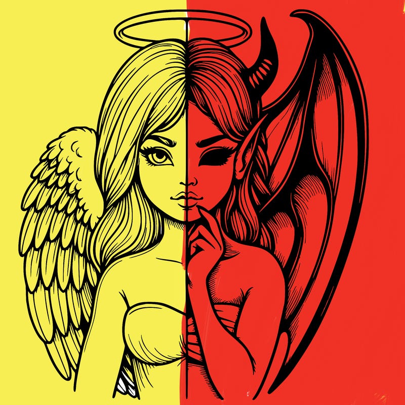 realistic angel half demon