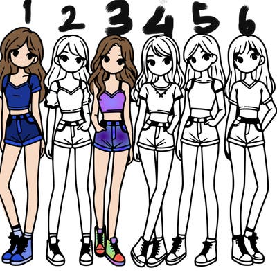 a group of girls wearing crop tops and shorts