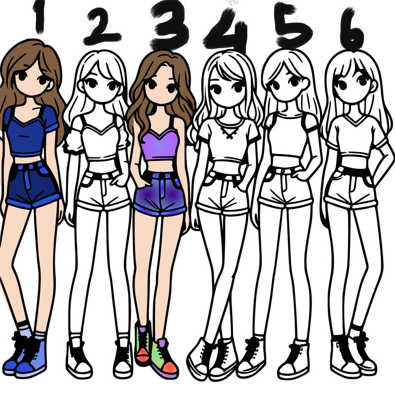 a group of girls wearing crop tops and shorts