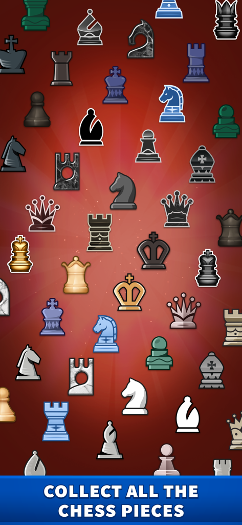 Chess Clash: Online & Offline - Una varietà di pezzi degli scacchi da collezione colorati e personalizzati in Chess Clash