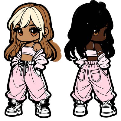 girl in crop top and baggy pants