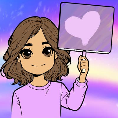 realistic girl holding up a sign