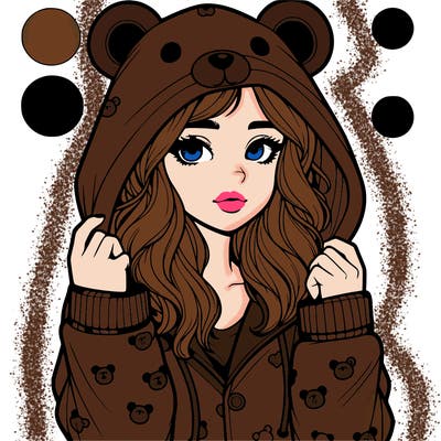realistic girl in a animal pjs hoodie