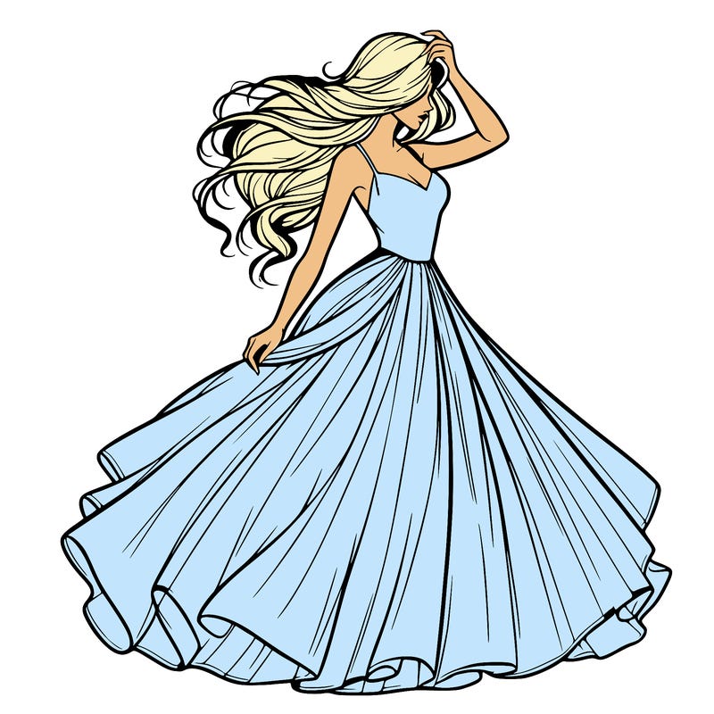 realistic woman with dress flowing in the wind