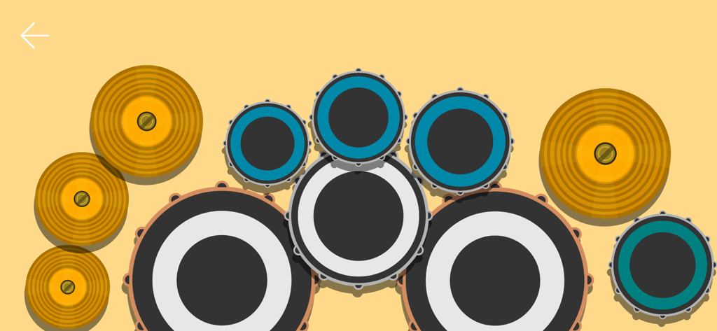 Drum Set - Real Drum Simulator - A top down view of a colorful virtual drum kit interface