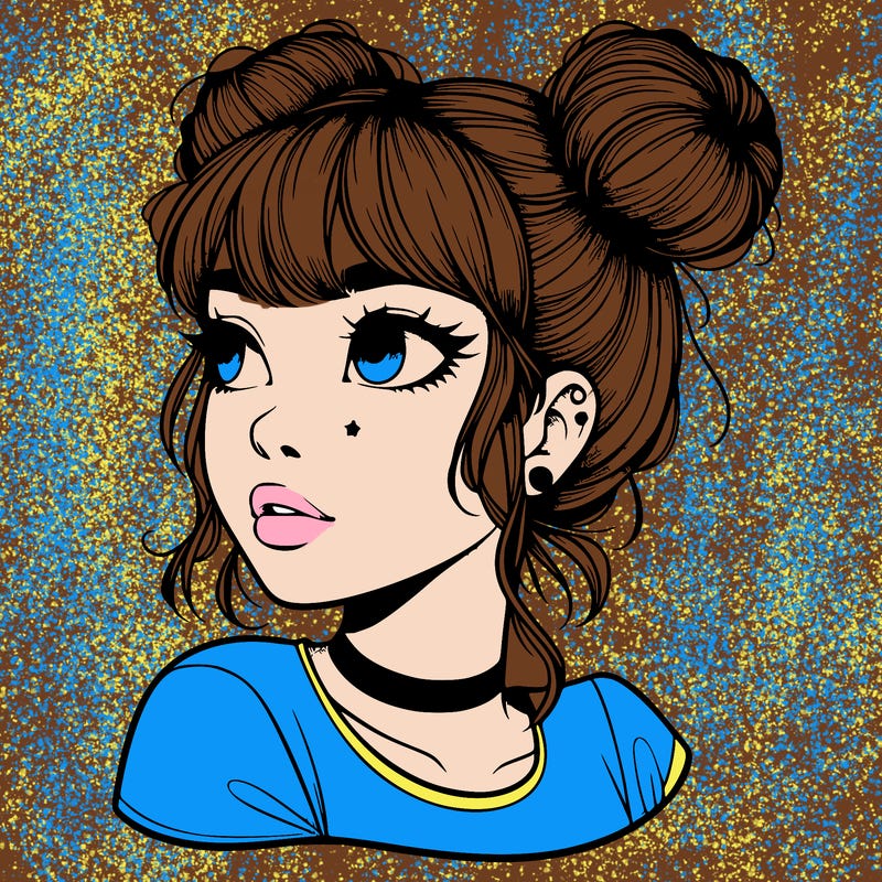 realistic girl with spacebuns