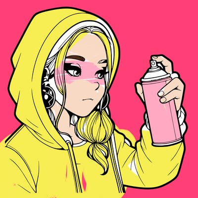 a realistic girl, spray painting