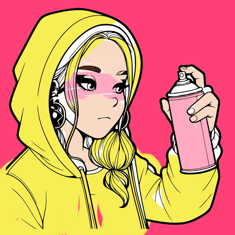 a realistic girl, spray painting