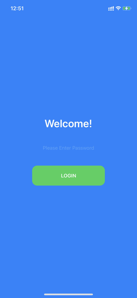 Écran de bienvenue de l'application File Viewer for All avec protection par mot de passe et bouton de connexion