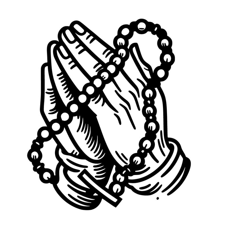praying hands with rosary