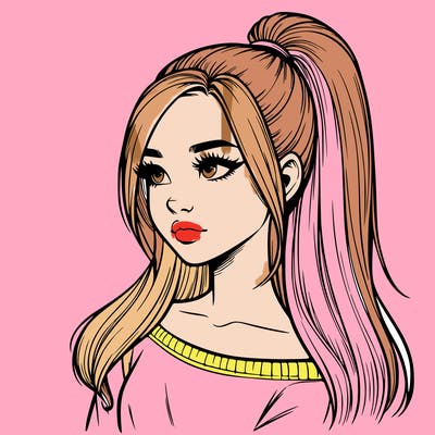 realistic girl with a high ponytail