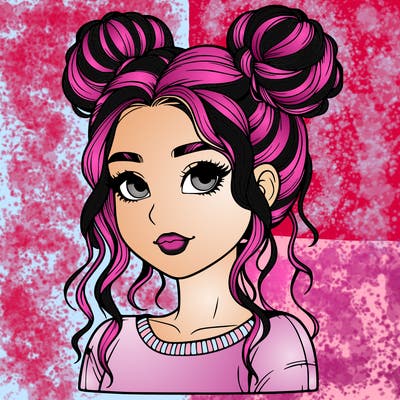 realistic girl with two buns in her hair