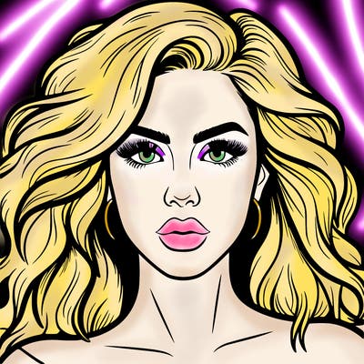 realistic girl eyes lips mouth hair pop star