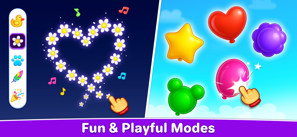 Kids Music: Piano, Xylo, Drums - Senderos musicales interactivos y juegos de explotar globos para niños