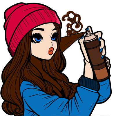 realistic girl spray painting