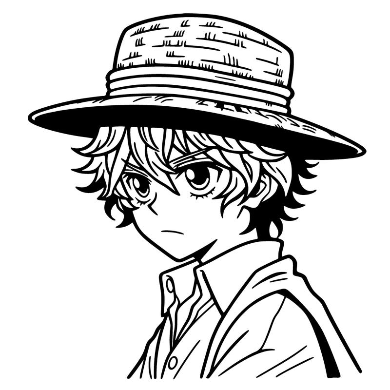 manga character with a straw hat