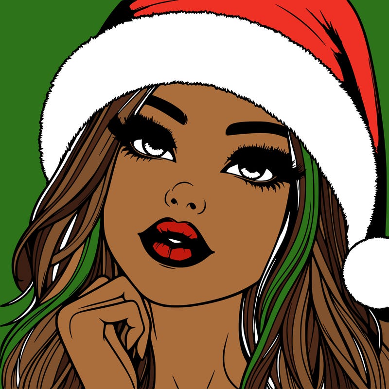 realistic christmas girl with lips