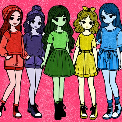 a group of five girls