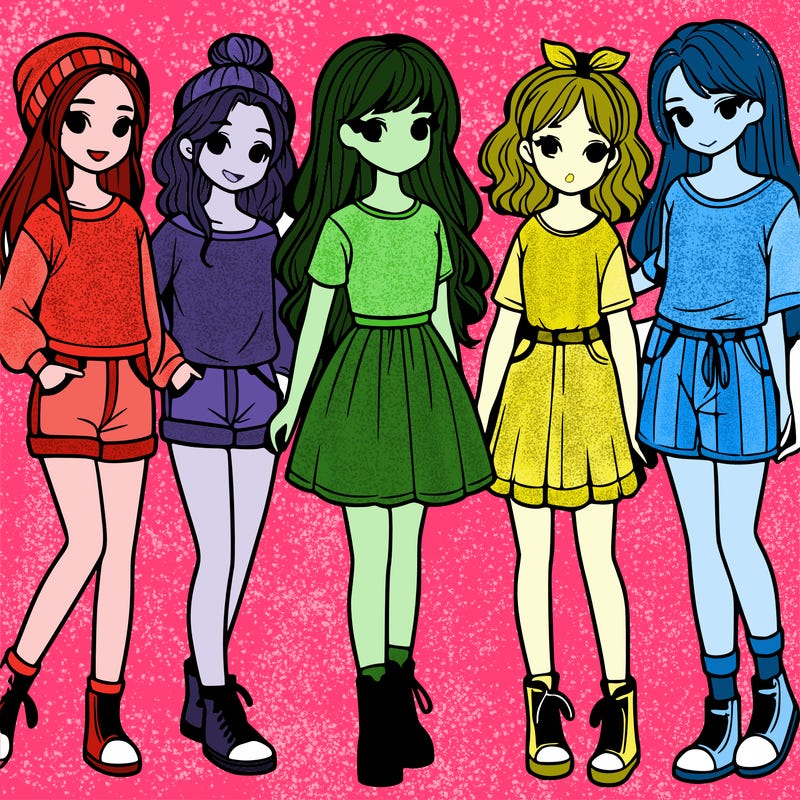 a group of five girls