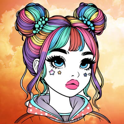 realistic girl with space buns