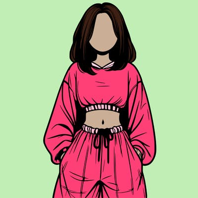 realistic girl faceless with baggy pants and a crop top