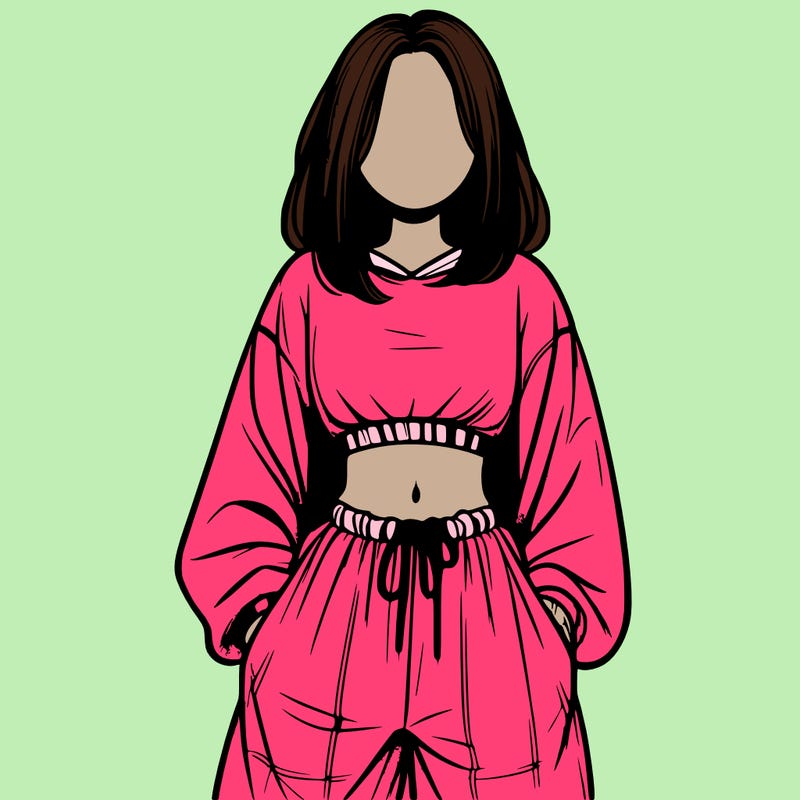 realistic girl faceless with baggy pants and a crop top