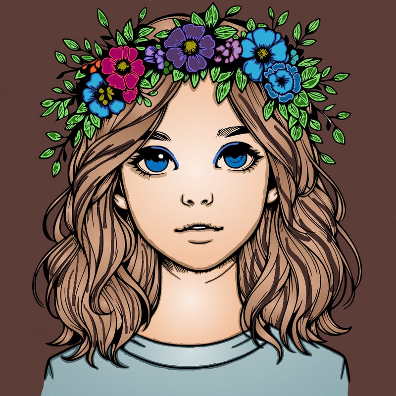 realistic girl with flower crown
