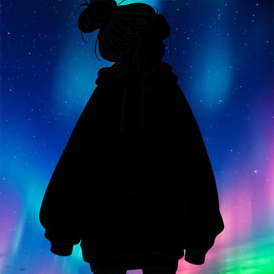 realistic girl with a oversized sweatshirt on and a bun