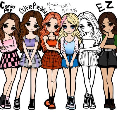 a group of girls realistic