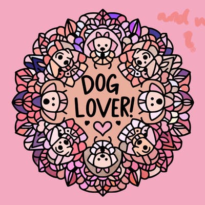 mandala that says dog lover!!
