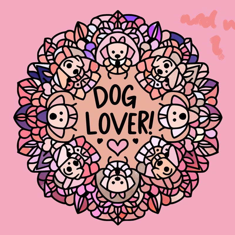 mandala that says dog lover!!
