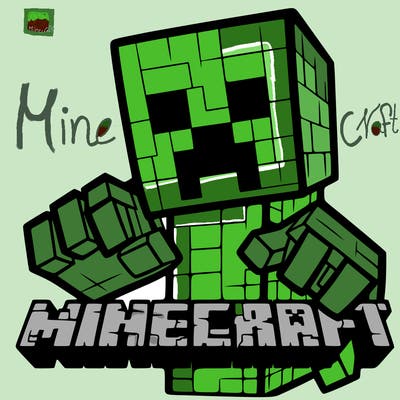 minecraft logo with a creeper in the middle