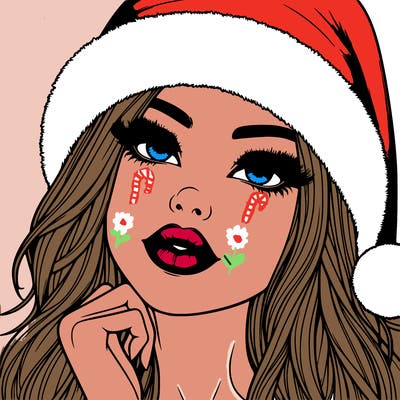 realistic christmas girl with lips