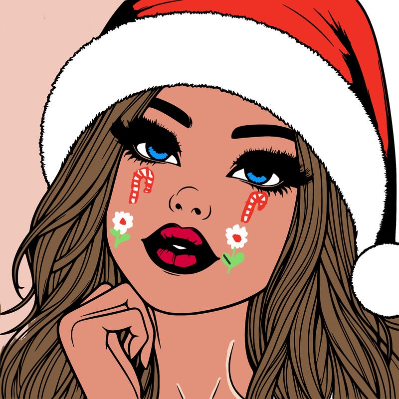 realistic christmas girl with lips