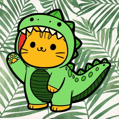 cat in a dinosaur costume