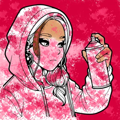 a realistic girl, spray painting