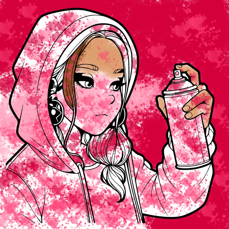 a realistic girl, spray painting