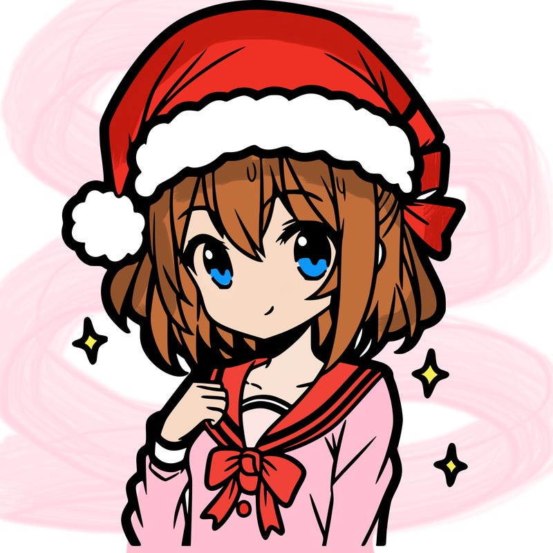 anime girl wearing a santa hat