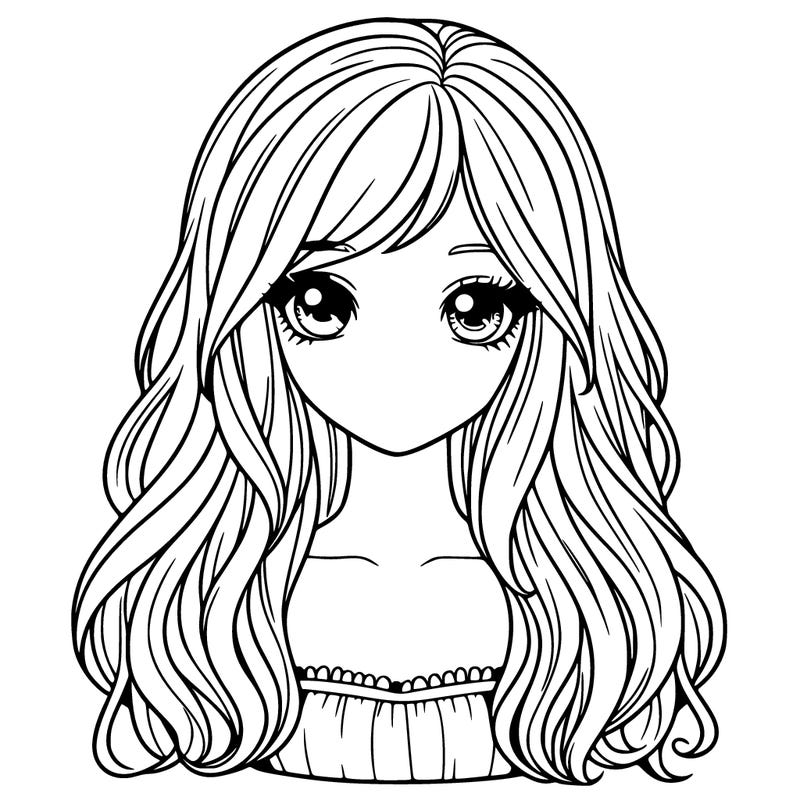 one realistic girl with long hair
