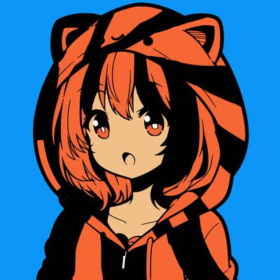 an anime girl with a kawaii hoodie on