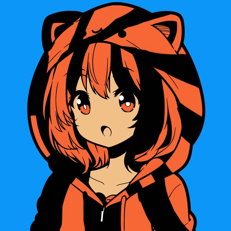 an anime girl with a kawaii hoodie on