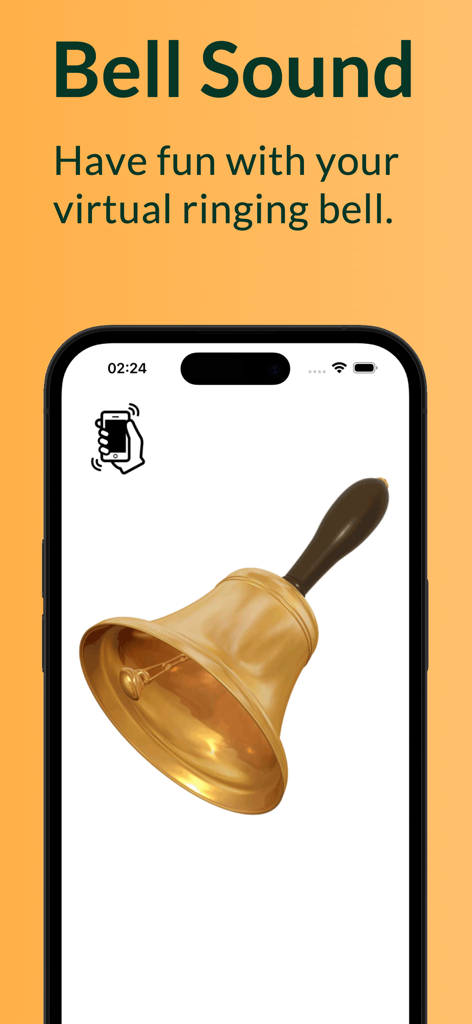 Ringing Bell - Ringing Bell mobile app interface featuring a virtual golden hand bell on a smartphone screen
