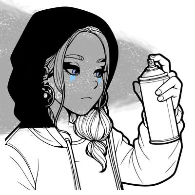 a realistic girl, spray painting