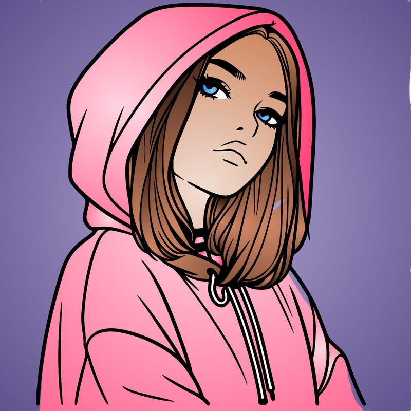 a realistic girl in a hoodie