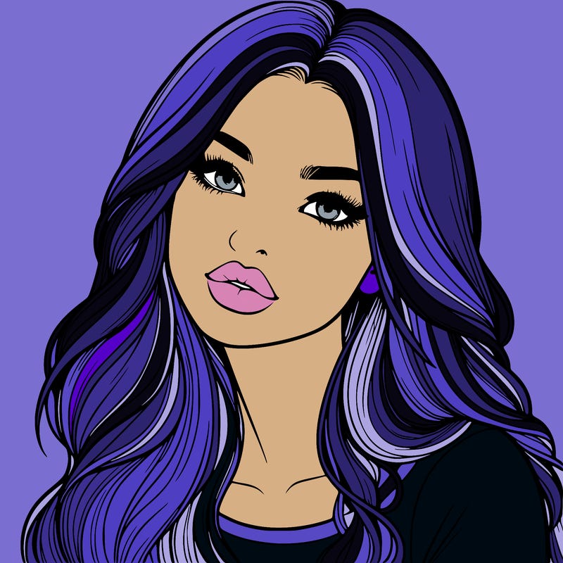 realistic girl with hair on her hair and lips